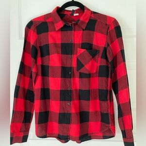 Divided Red and Black Checkered Shirt